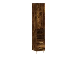 Aparador de madera contrachapada roble ahumado 34,5x34x180 cm