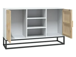 Aparador de madera contrachapada blanco 105x30x65 cm