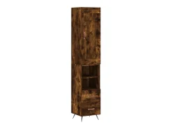 Aparador de madera contrachapada roble ahumado 34,5x34x180 cm