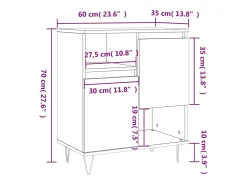 Aparador de madera contrachapada blanco 60x35x70 cm