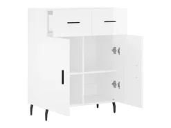 Aparador de madera contrachapada blanco brillante 69,5x34x90 cm ES67174