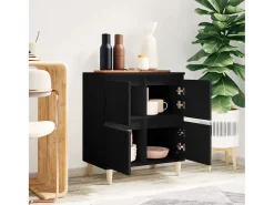 Aparador de madera contrachapada negro 60x35x70 cm ES65421