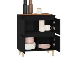 Aparador de madera contrachapada negro 60x35x70 cm ES65421