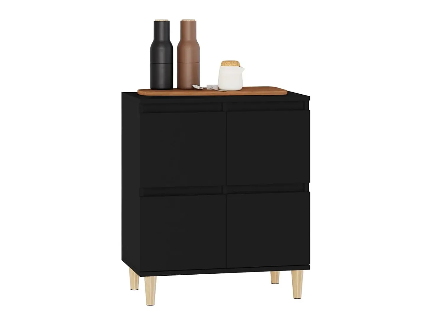 Aparador de madera contrachapada negro 60x35x70 cm ES65421