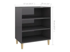Aparador de madera contrachapada gris brillante 57x35x70 cm