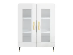Aparador de madera contrachapada blanco brillante 69,5x34x90 cm ES78837