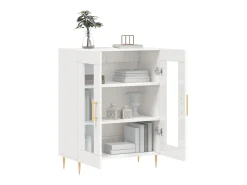 Aparador de madera contrachapada blanco brillante 69,5x34x90 cm ES49607