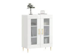 Aparador de madera contrachapada blanco brillante 69,5x34x90 cm ES49607