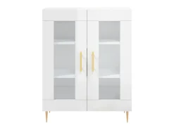 Aparador de madera contrachapada blanco brillante 69,5x34x90 cm ES49607