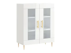 Aparador de madera contrachapada blanco brillante 69,5x34x90 cm ES49607