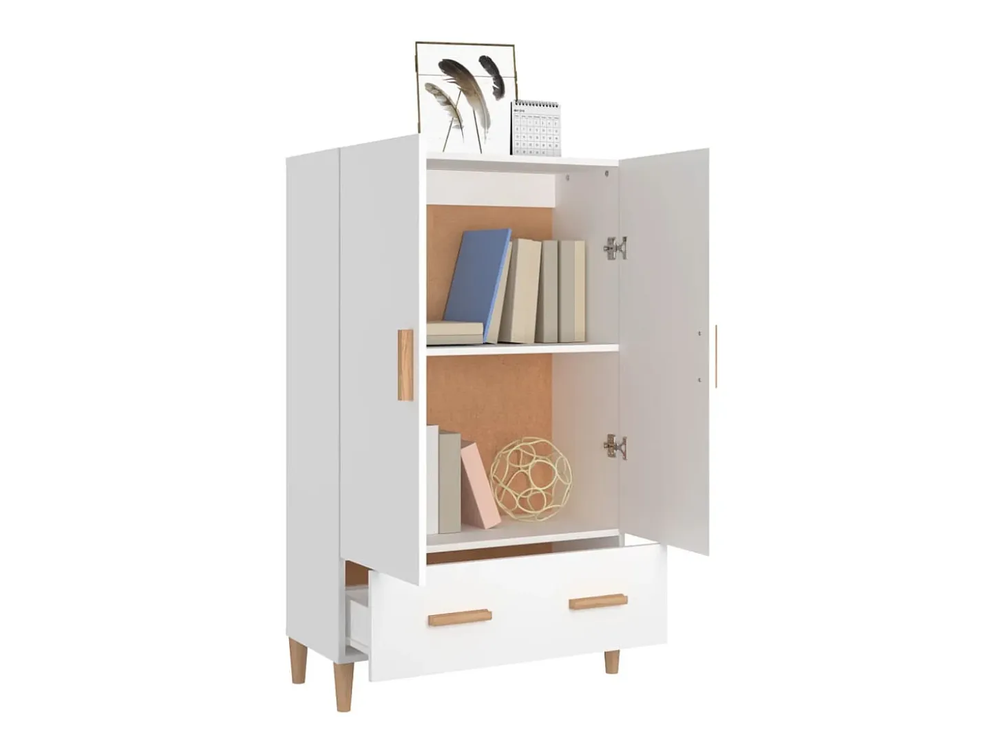 Aparador de madera contrachapada blanco 70x31x115 cm