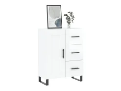 Aparador de madera contrachapada blanco brillante 69,5x34x90 cm ES75927