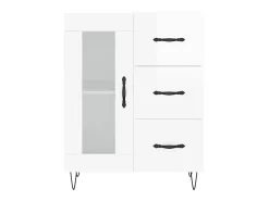 Aparador de madera contrachapada blanco brillante 69,5x34x90 cm ES49007
