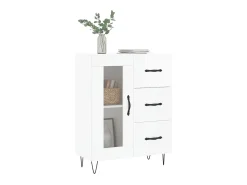 Aparador de madera contrachapada blanco brillante 69,5x34x90 cm ES49007