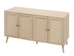 Aparador de madera de 150 x 40 x 80 cm, 4 puertas, diseño ondulado, mueble moderno para salón/dormitorio