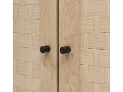 Aparador de madera de 150 x 40 x 80 cm, 4 puertas, diseño ondulado, mueble moderno para salón/dormitorio