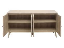 Aparador de madera de 150 x 40 x 80 cm, 4 puertas, diseño ondulado, mueble moderno para salón/dormitorio