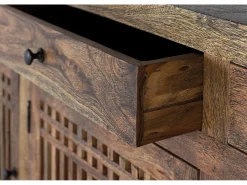 Aparador de madera de acacia con 3 puertas y 3 cajones marrón