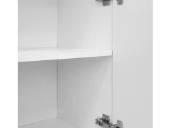 Aparador de madera de cuatro puertas con dos estantes, diseño sin tiradores, 120x37x80 cm, para salón o dormitorio, blanco