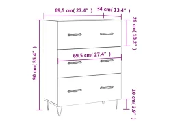 Aparador de madera de ingeniería roble Sonoma 69,5x34x90 cm