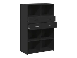 Aparador de madera de ingeniería negro 80x42,5x124 cm