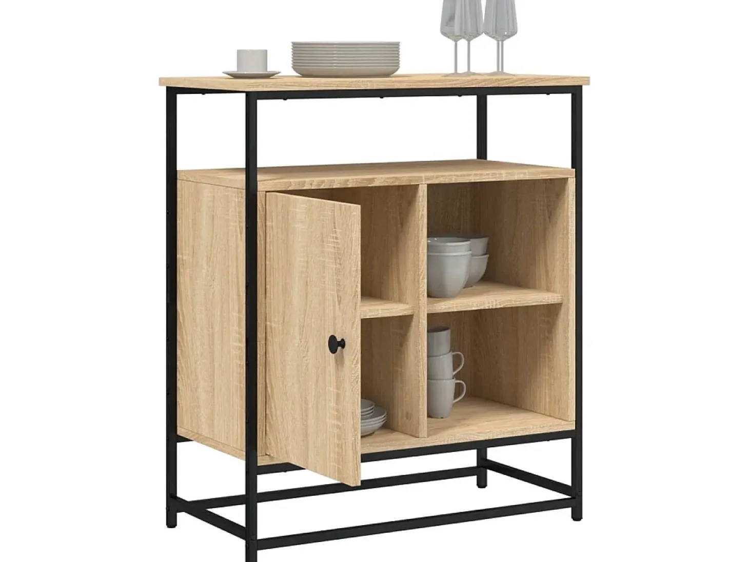 Aparador de madera de ingeniería roble Sonoma 69x35x80 cm ES52775