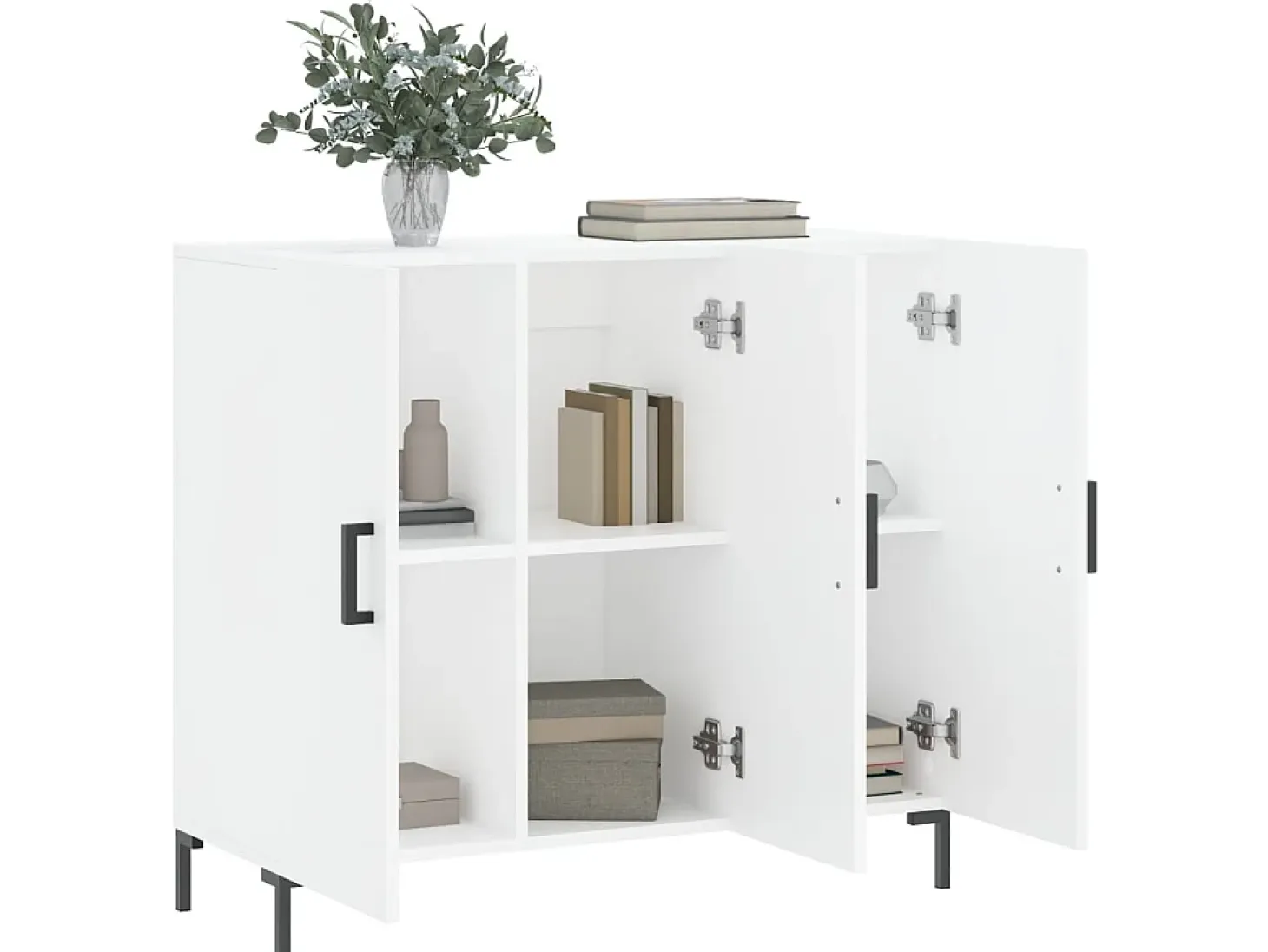Aparador de madera de ingeniería blanco 90x34x80 cm ES61161