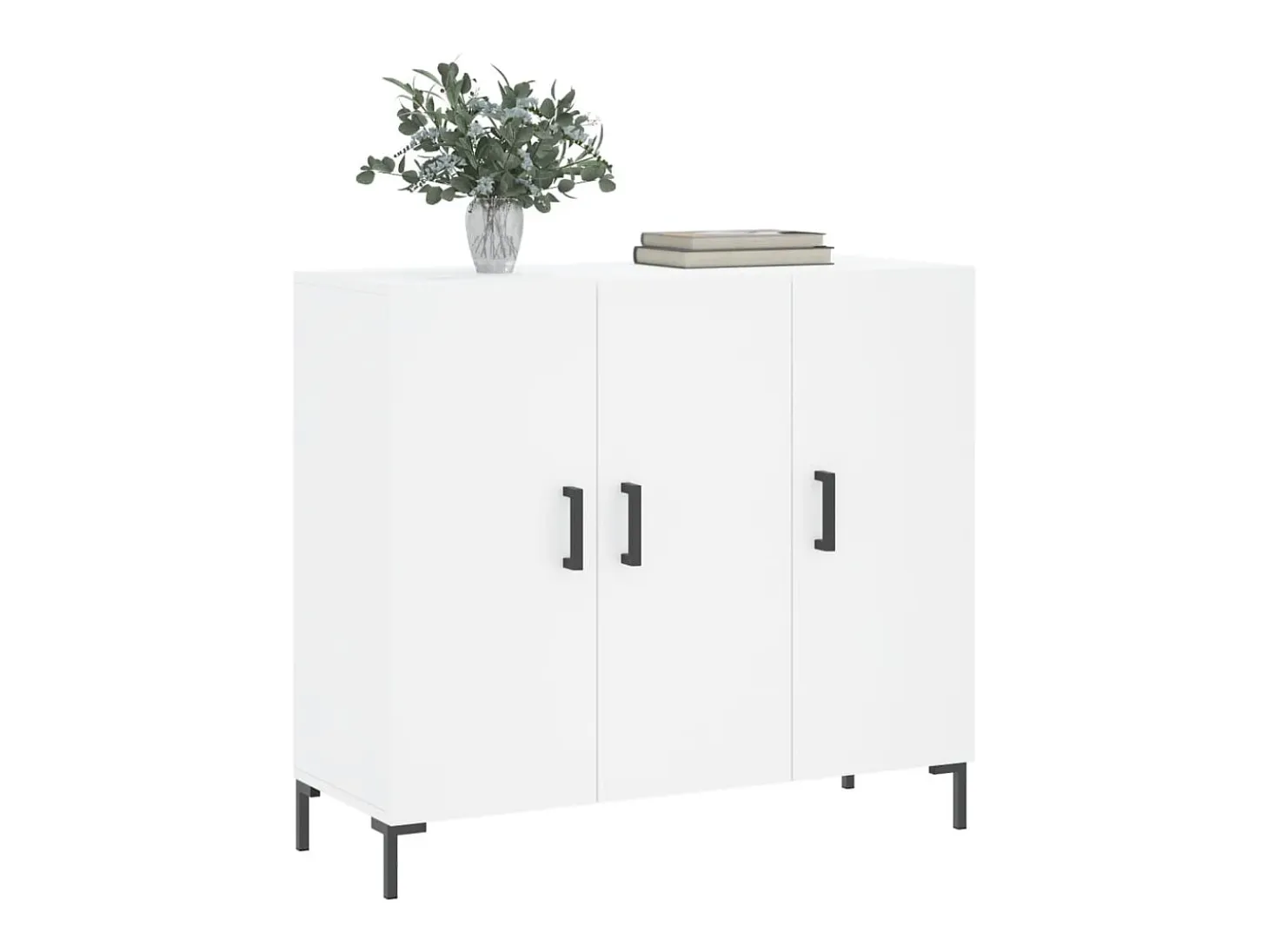 Aparador de madera de ingeniería blanco 90x34x80 cm ES61161
