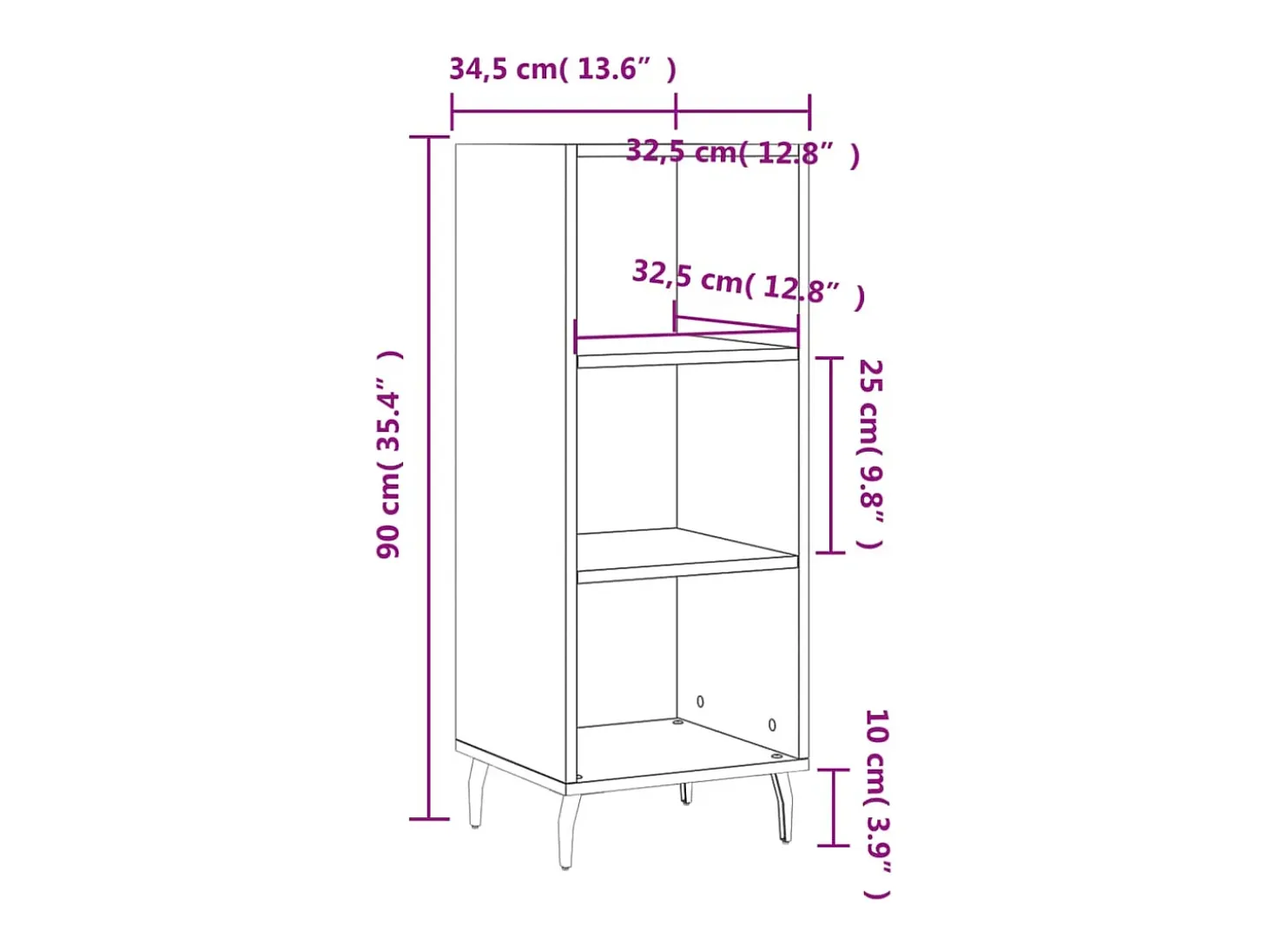 Aparador de madera de ingeniería marrón roble 34,5x32,5x90 cm