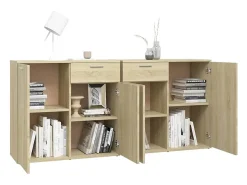 Aparador de madera de ingeniería roble Sonoma 160x36x75 cm