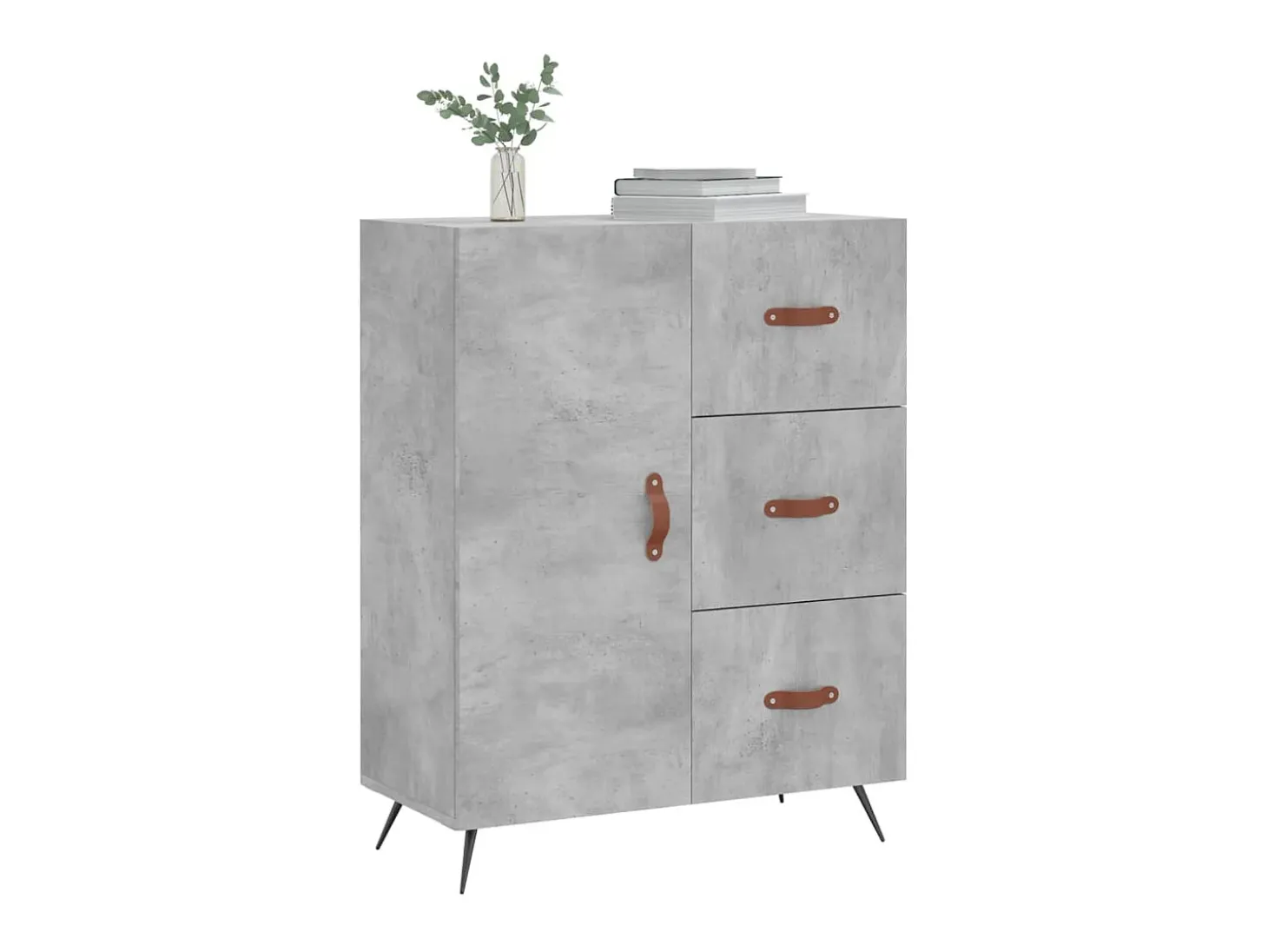Aparador de madera de ingeniería gris hormigón 69,5x34x90 cm ES53053