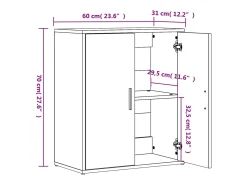 Aparador de madera de ingeniería 2 uds gris Sonoma 60x31x70 cm