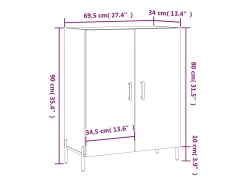 Aparador de madera de ingeniería gris hormigón 69,5x34x90 cm