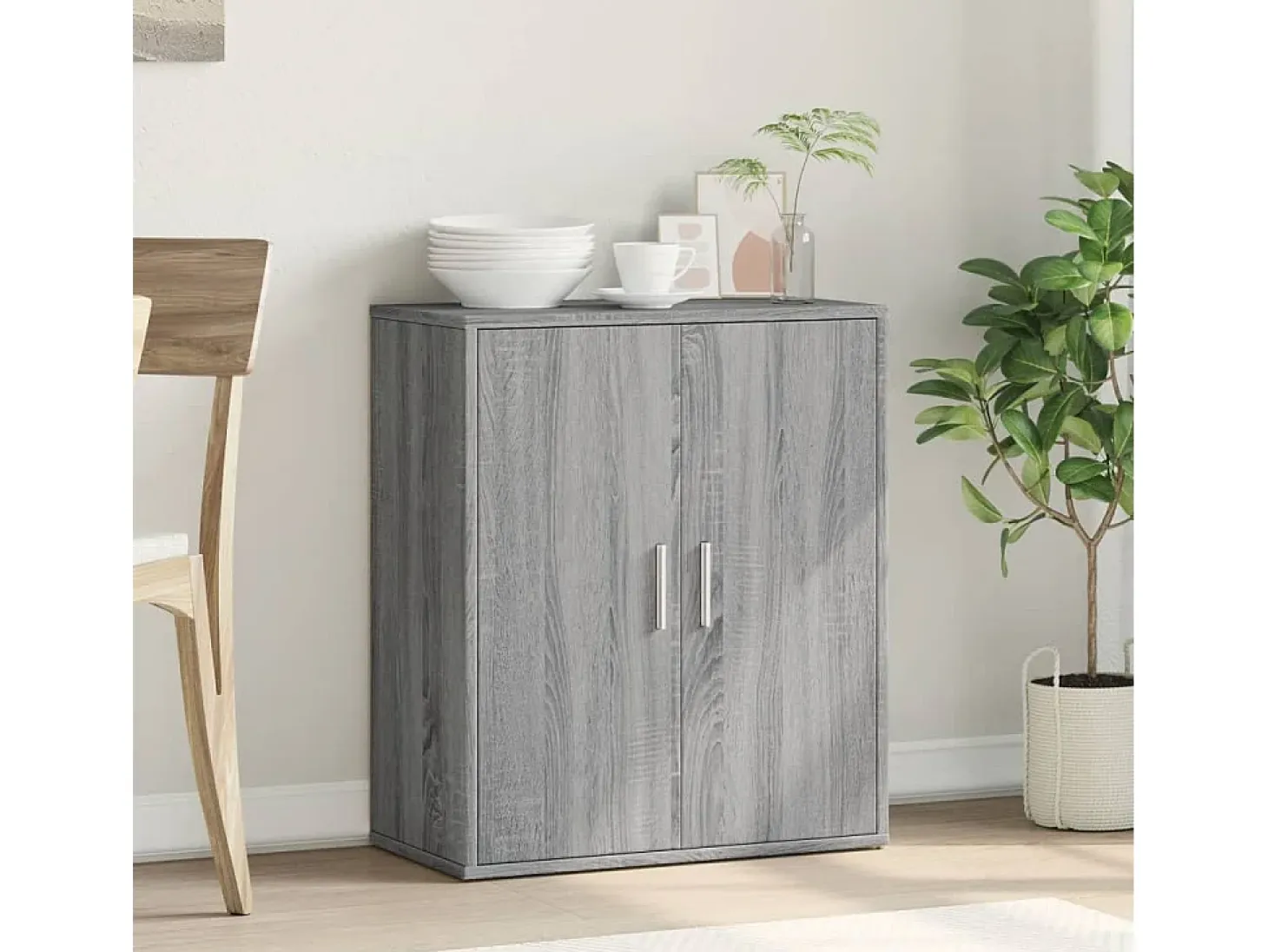 Aparador de madera de ingeniería gris Sonoma 60x31x70 cm ES656405