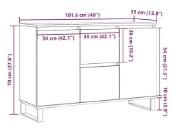 Aparador de madera de ingeniería blanco 101,5x35x70 cm