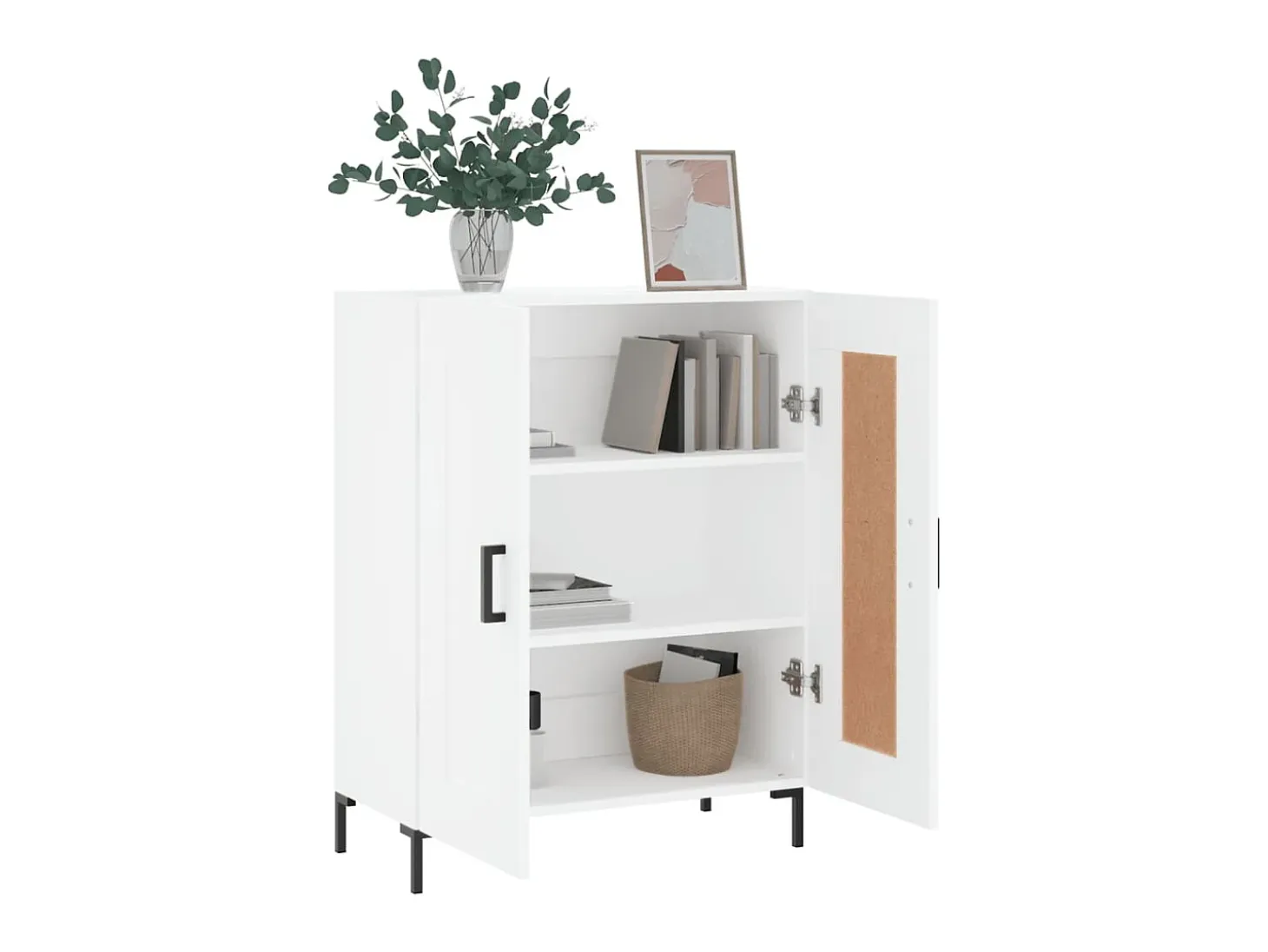 Aparador de madera de ingeniería blanco 69,5x34x90 cm ES51623