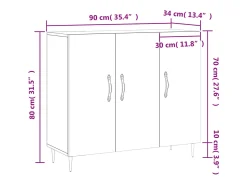 Aparador de madera de ingeniería gris hormigón 90x34x80 cm