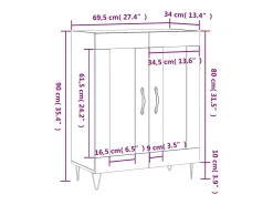 Aparador de madera de ingeniería gris Sonoma 69,5x34x90 cm