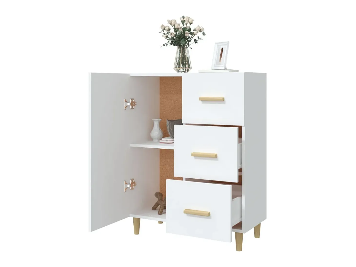 Aparador de madera de ingeniería blanco 69,5x34x90 cm ES96912
