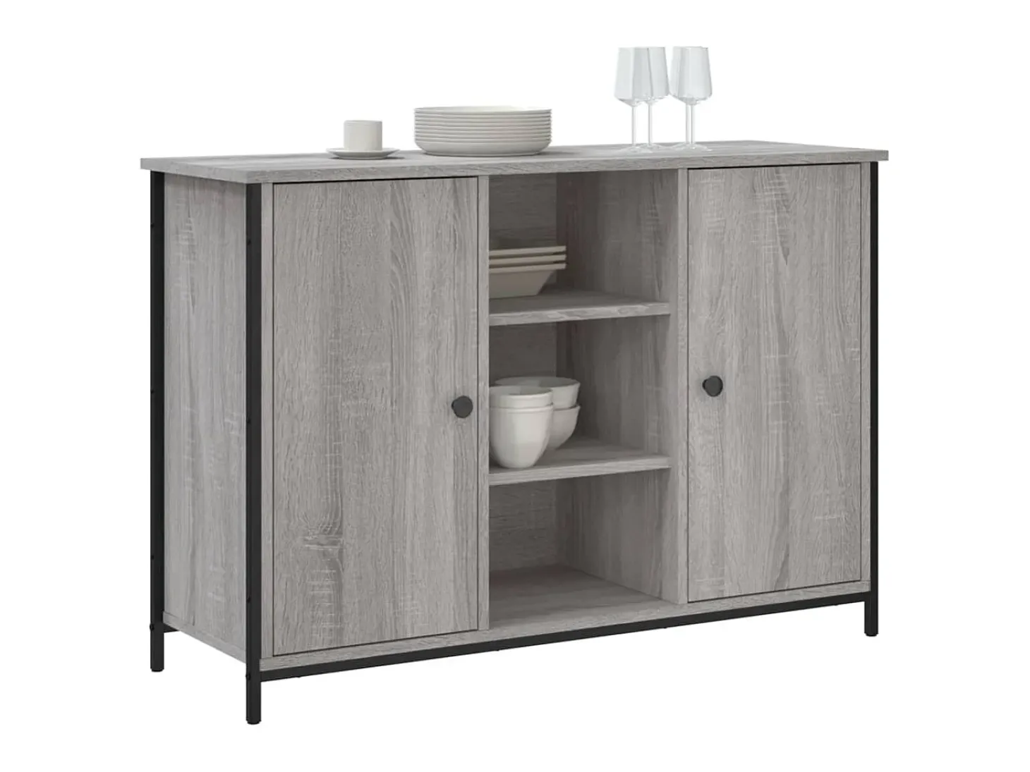 Aparador de madera de ingeniería gris Sonoma 100x35x70 cm ES92916