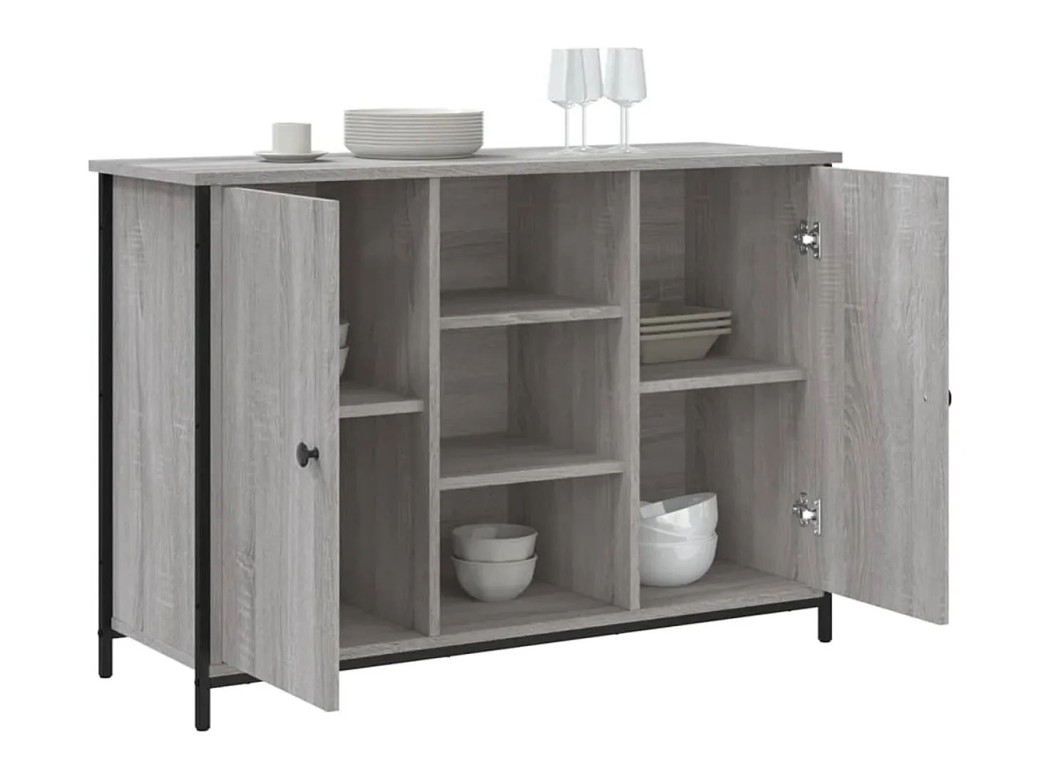 Aparador de madera de ingeniería gris Sonoma 100x35x70 cm ES92916