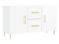 Aparador de madera de ingeniería blanco brillante 100x36x60 cm ES483633