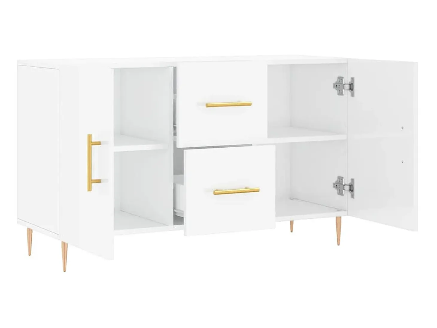 Aparador de madera de ingeniería blanco brillante 100x36x60 cm ES483633
