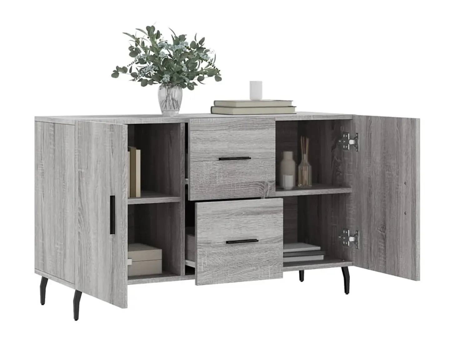 Aparador de madera de ingeniería gris Sonoma 100x36x60 cm ES46808