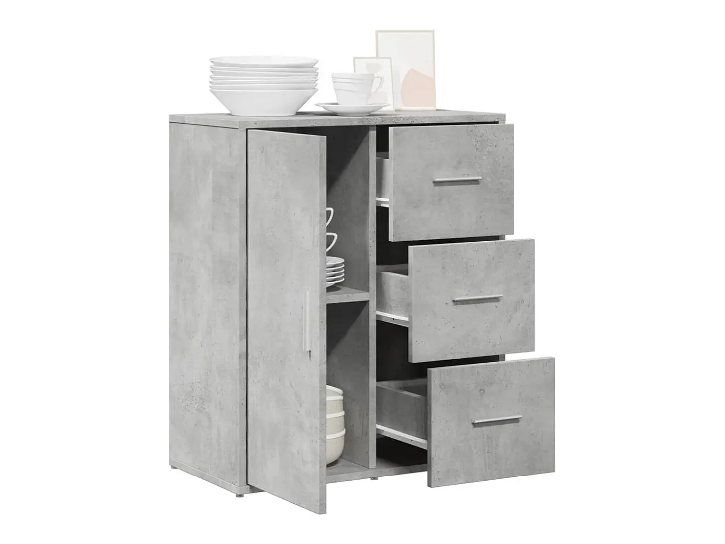 Aparador de madera de ingeniería gris hormigón 60x31x70 cm ES158292
