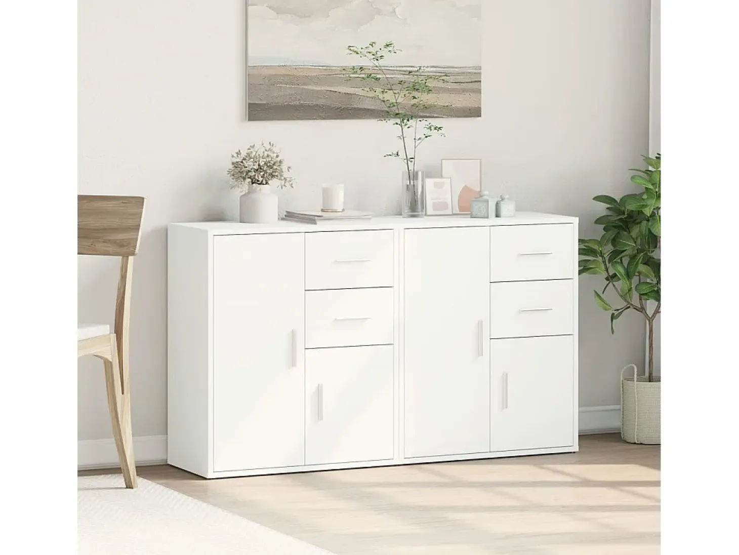 Aparador de madera de ingeniería 2 uds blanco 60x31x70 cm ES646428