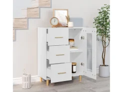 Aparador de madera de ingeniería blanco 69,5x34x90 cm ES27447