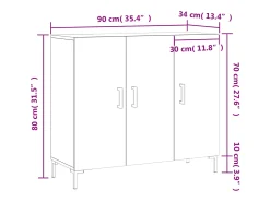 Aparador de madera de ingeniería blanco 90x34x80 cm