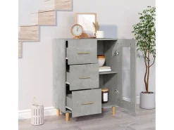 Aparador de madera de ingeniería gris hormigón 69,5x34x90 cm ES56367