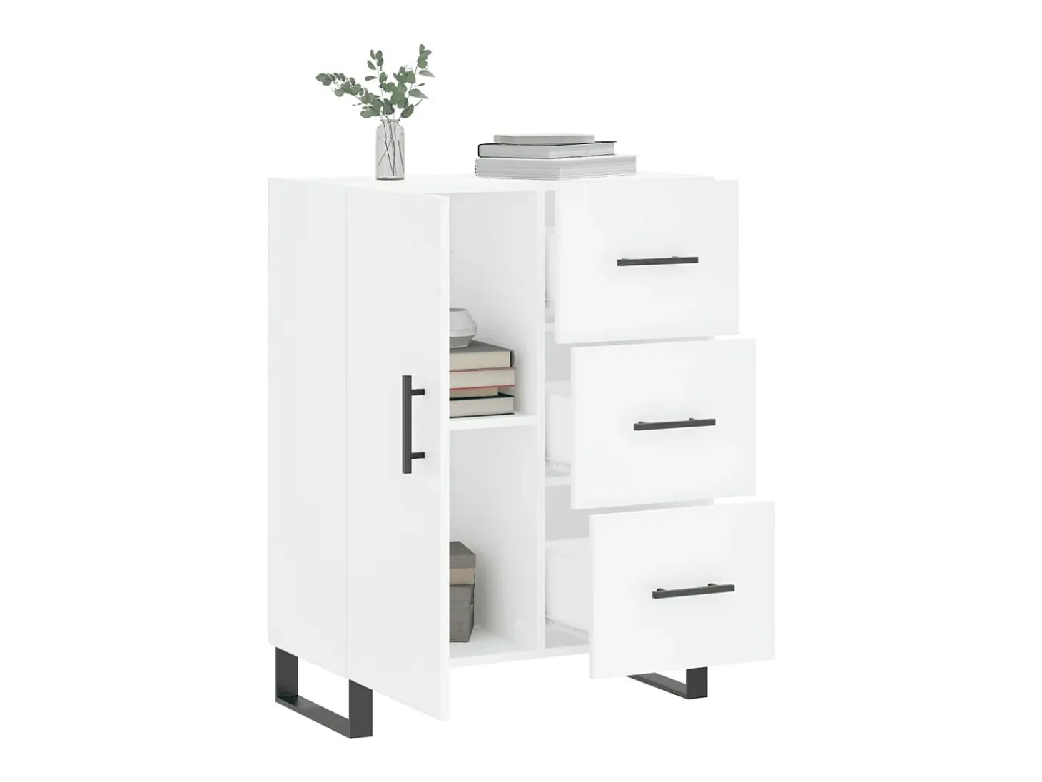 Aparador de madera de ingeniería blanco 69,5x34x90 cm ES75042
